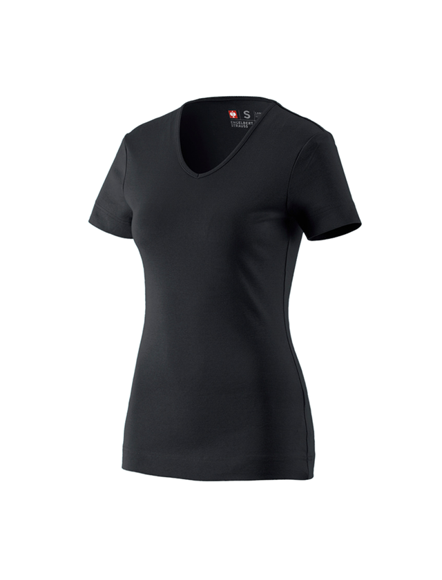 Installateurs / Plombier: e.s. T-shirt cotton V-Neck, femmes + noir
