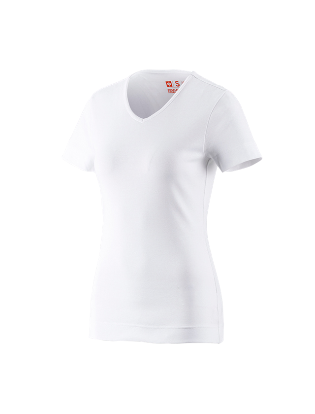 Installateur / Klempner: e.s. T-Shirt cotton V-Neck, Damen + weiß