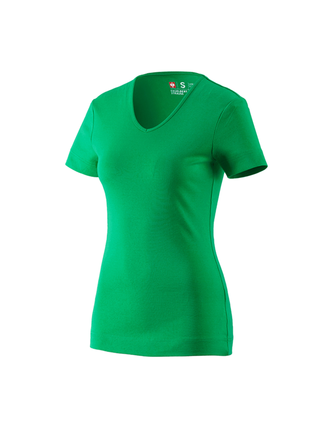Installateur / Klempner: e.s. T-Shirt cotton V-Neck, Damen + grasgrün