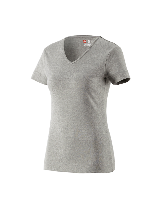 Installateurs / Plombier: e.s. T-shirt cotton V-Neck, femmes + gris mélange