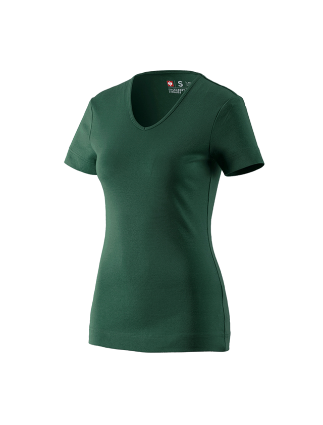 Hauts: e.s. T-shirt cotton V-Neck, femmes + vert 2