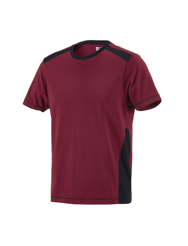 Shirts & Co.: T-Shirt cotton e.s.active + bordeaux/schwarz
