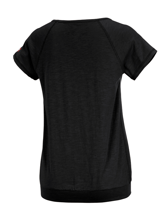 Hauts: e.s. T-shirt cotton slub, femmes + noir 1