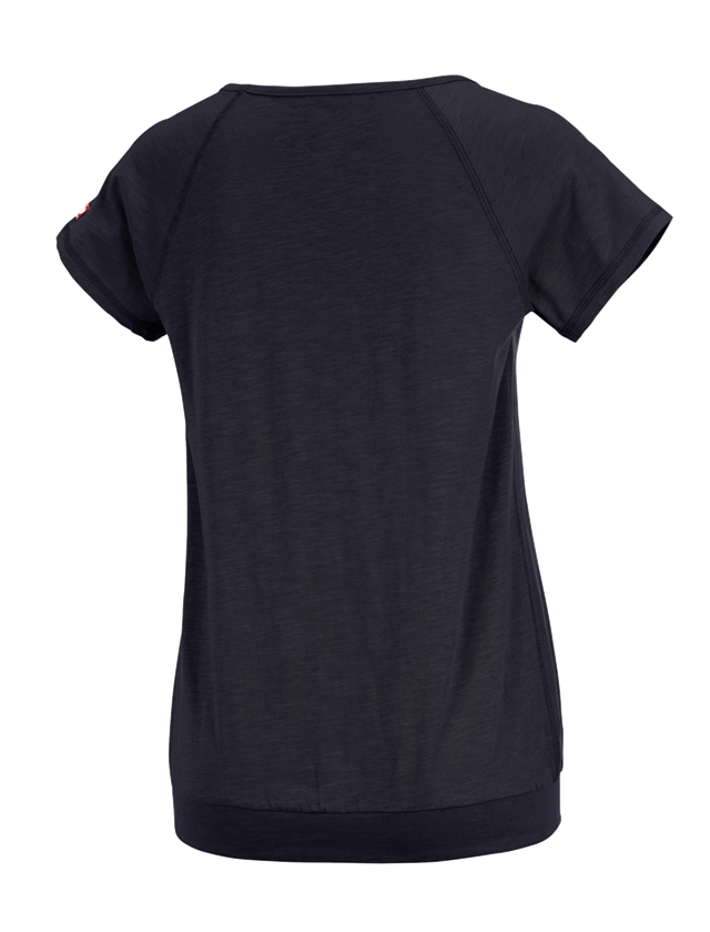 Hauts: e.s. T-shirt cotton slub, femmes + bleu foncé 1