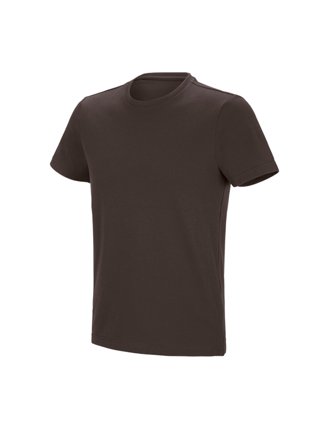 Hauts: e.s. T-shirt fonctionnel poly cotton + marron