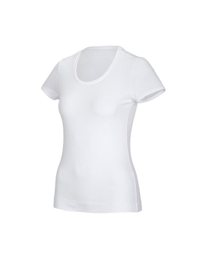 Hauts: e.s. T-shirt fonctionnel poly cotton, femmes + blanc