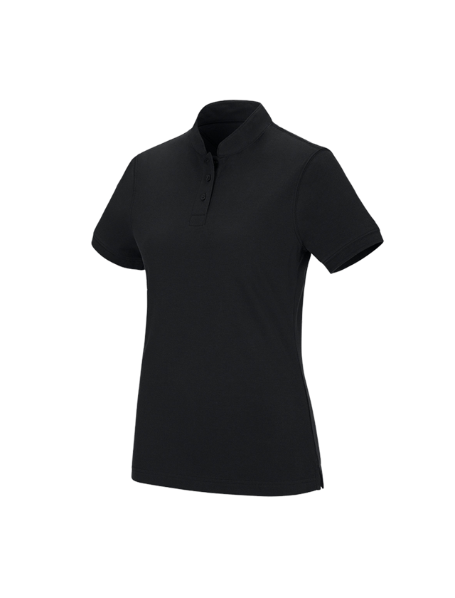 Shirts & Co.: e.s. Polo-Shirt cotton Mandarin, Damen + schwarz