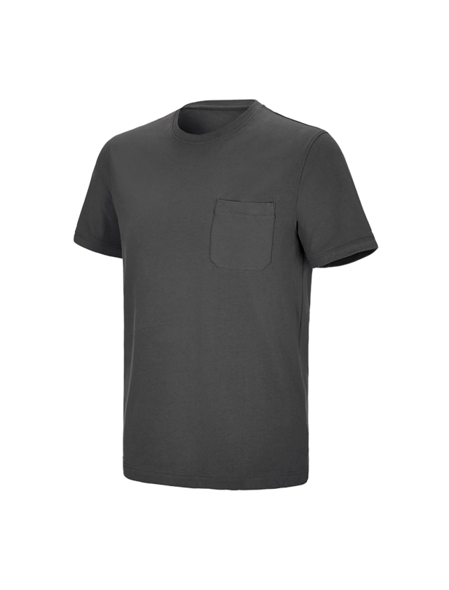 Hauts: e.s. T-shirt cotton stretch Pocket + anthracite