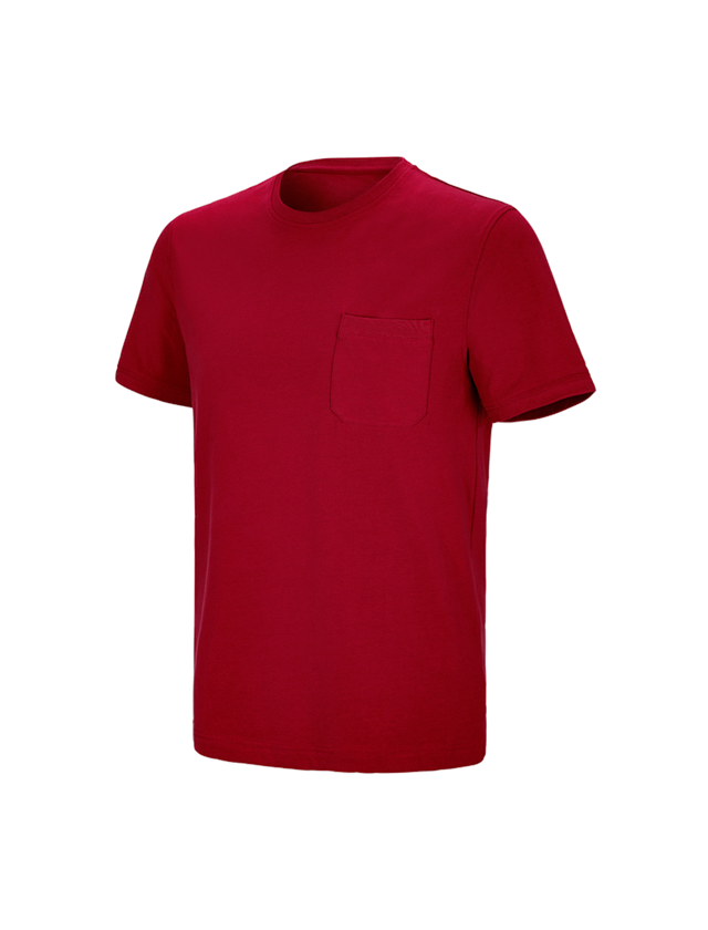 Hauts: e.s. T-shirt cotton stretch Pocket + rouge vif