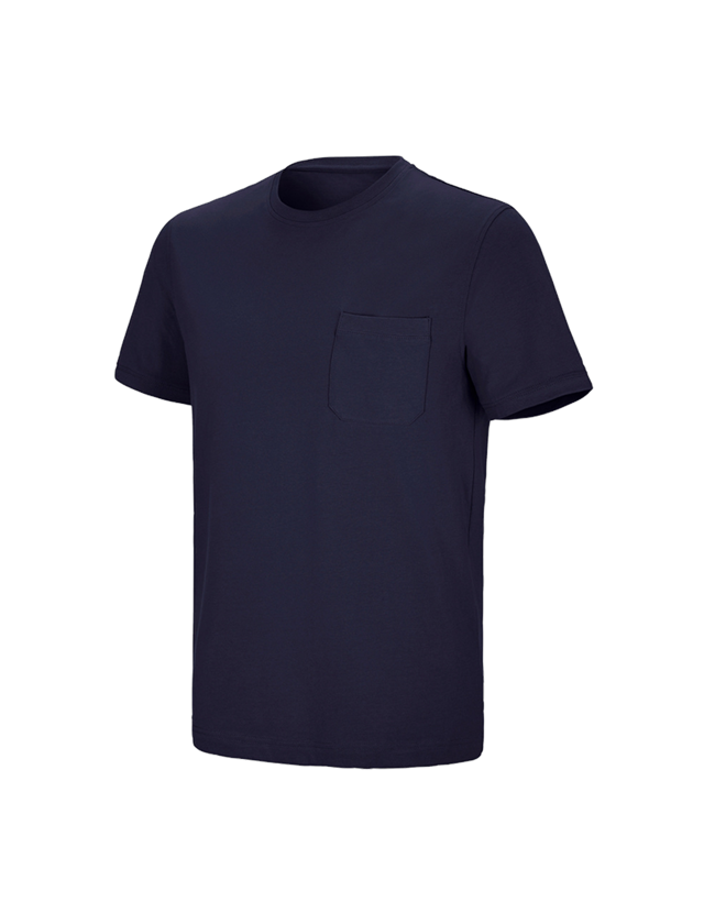 Hauts: e.s. T-shirt cotton stretch Pocket + bleu foncé 2