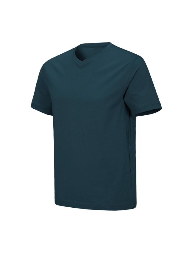 Galabau / Forst- und Landwirtschaft: e.s. T-Shirt cotton stretch V-Neck + seeblau
