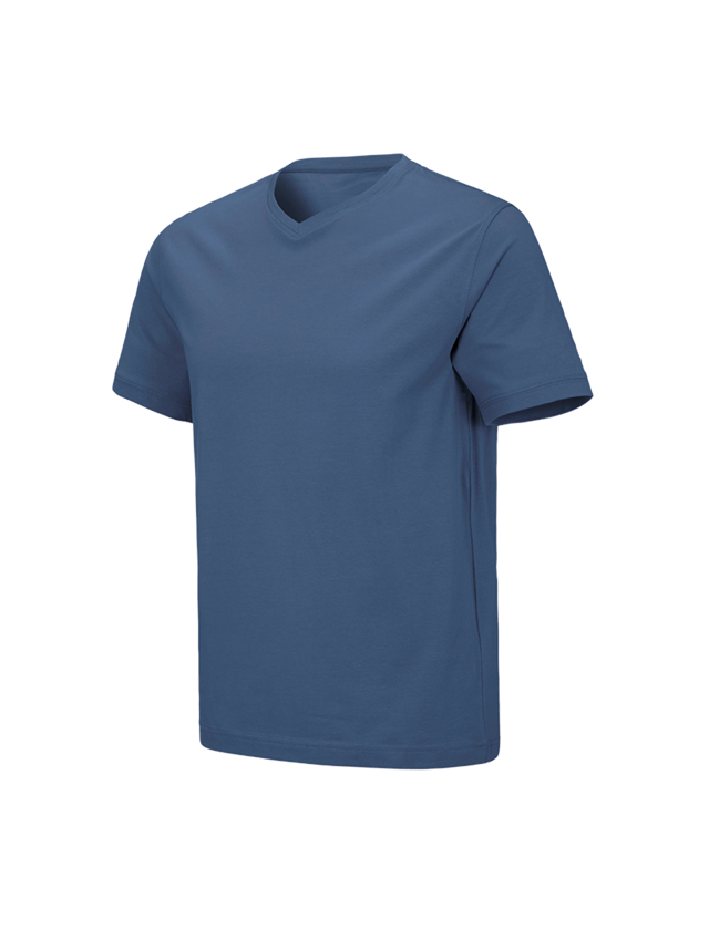 Menuisiers: e.s. T-shirt cotton stretch V-Neck + cobalt