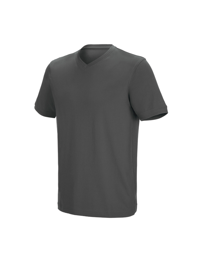 Menuisiers: e.s. T-shirt cotton stretch V-Neck + anthracite
