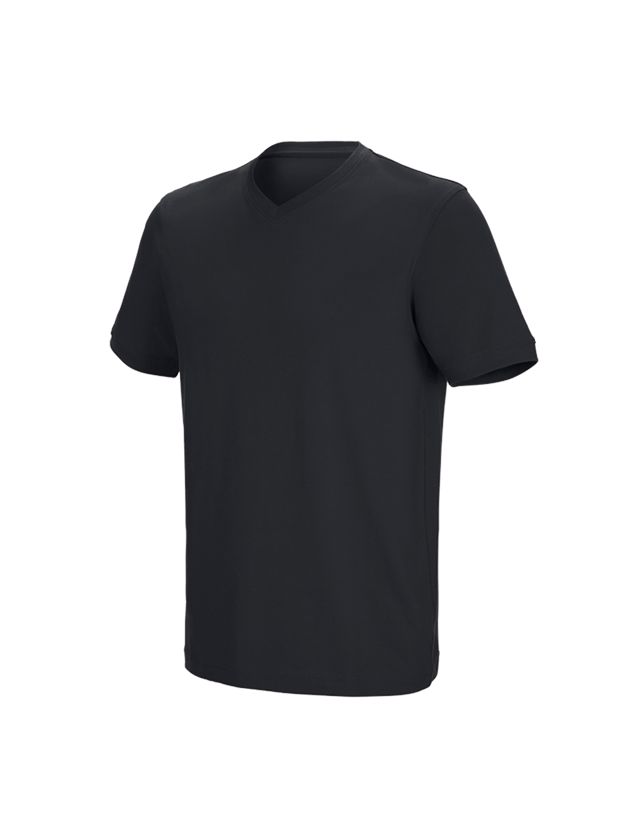 Shirts & Co.: e.s. T-Shirt cotton stretch V-Neck + schwarz 1