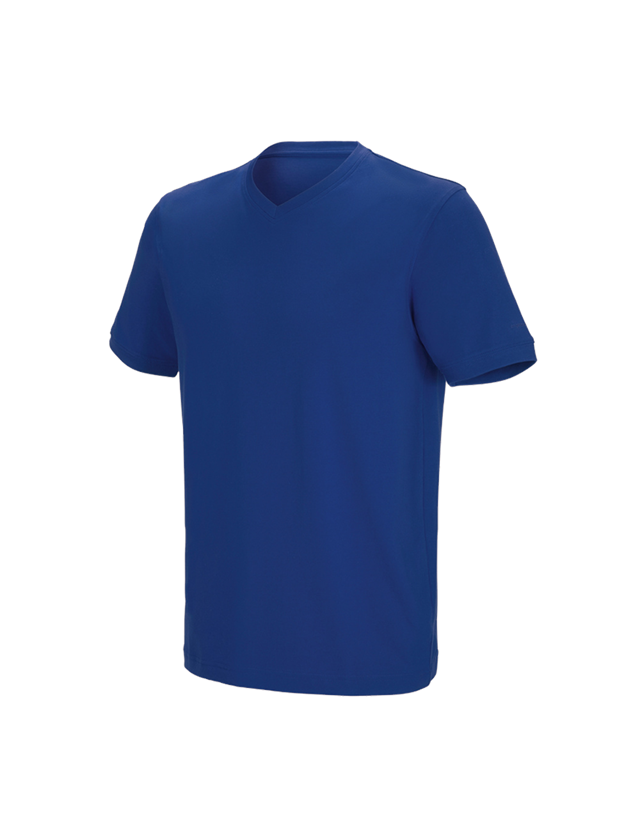 Hauts: e.s. T-shirt cotton stretch V-Neck + bleu royal 2
