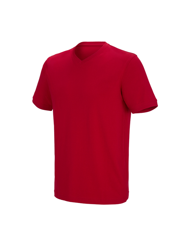 Thèmes: e.s. T-shirt cotton stretch V-Neck + rouge vif