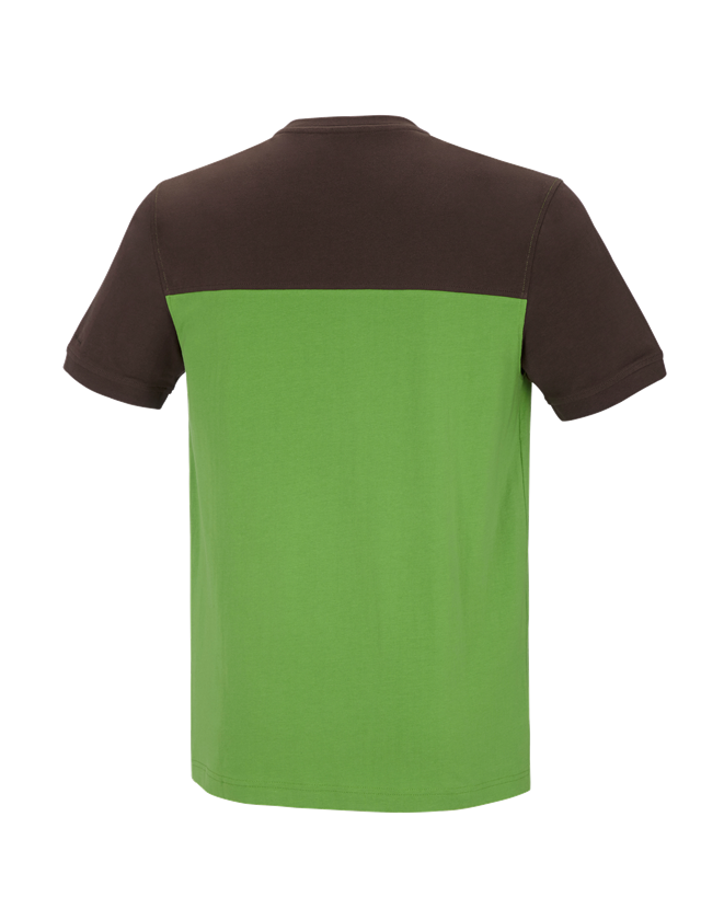 Hauts: e.s. T-shirt cotton stretch bicolor + vert d'eau/marron 1
