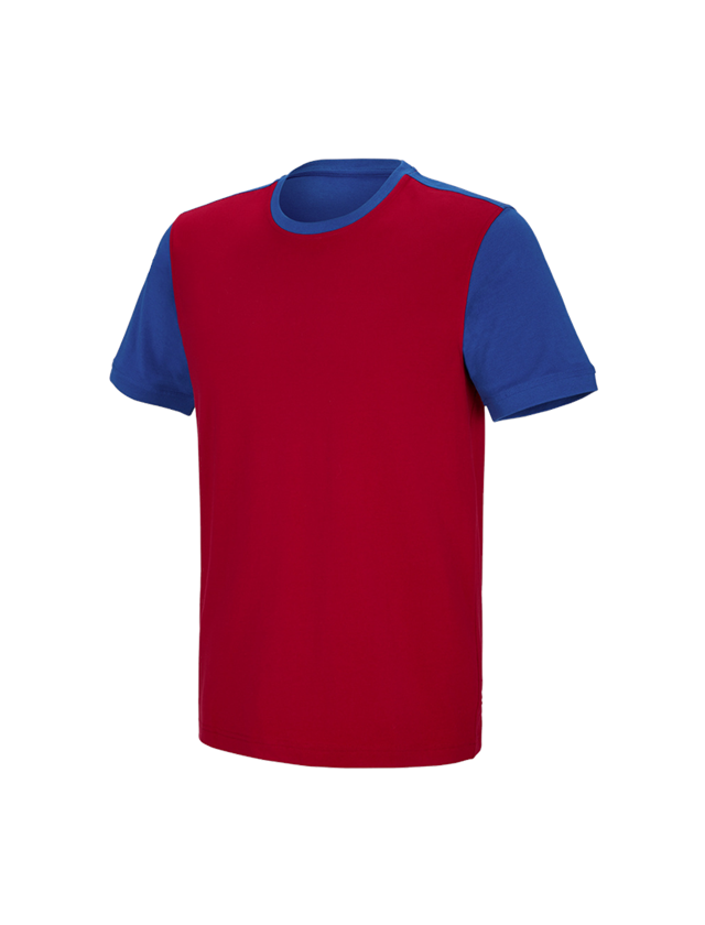 Schreiner / Tischler: e.s. T-Shirt cotton stretch bicolor + feuerrot/kornblau