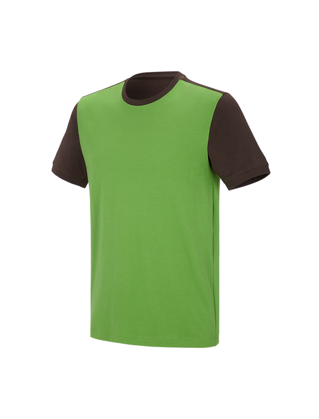 Hauts: e.s. T-shirt cotton stretch bicolor + vert d'eau/marron