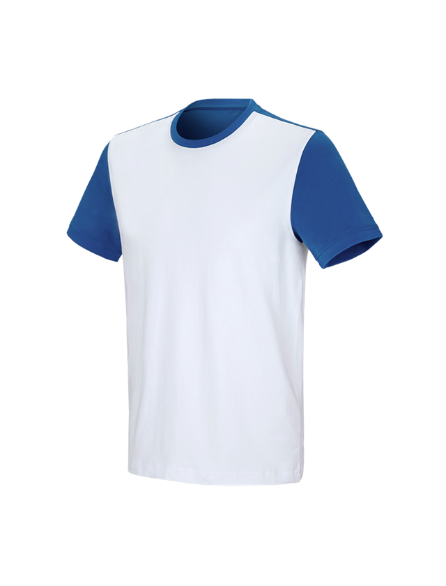 Shirts & Co.: e.s. T-Shirt cotton stretch bicolor + weiß/enzianblau 2
