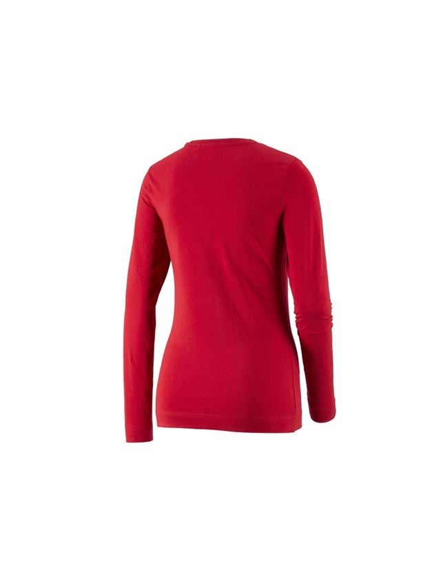 Hauts: e.s. Longsleeve cotton stretch, femmes + rouge vif 1