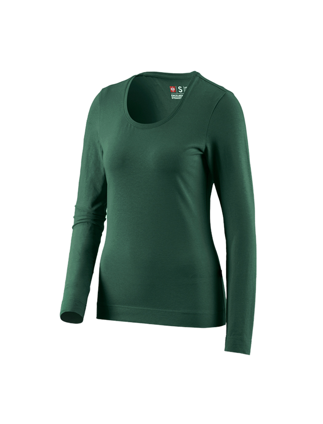 Shirts & Co.: e.s. Longsleeve cotton stretch, Damen + grün