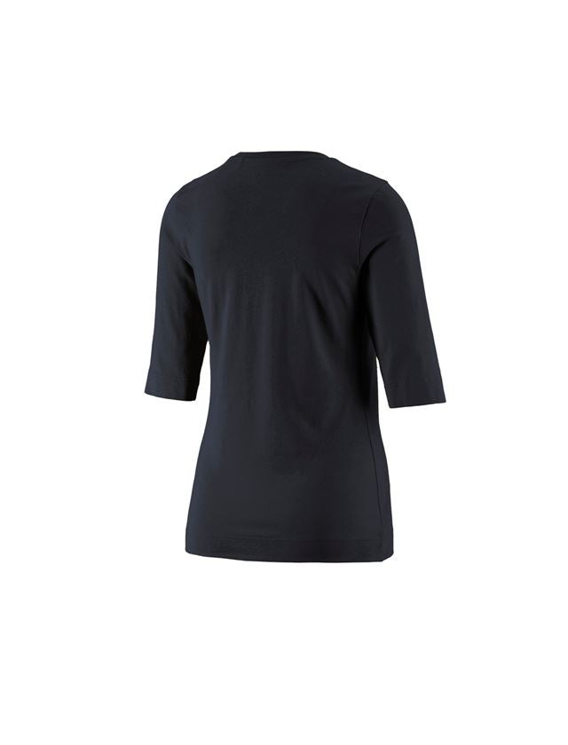Hauts: e.s. Shirt à manches 3/4 cotton stretch, femmes + noir 2