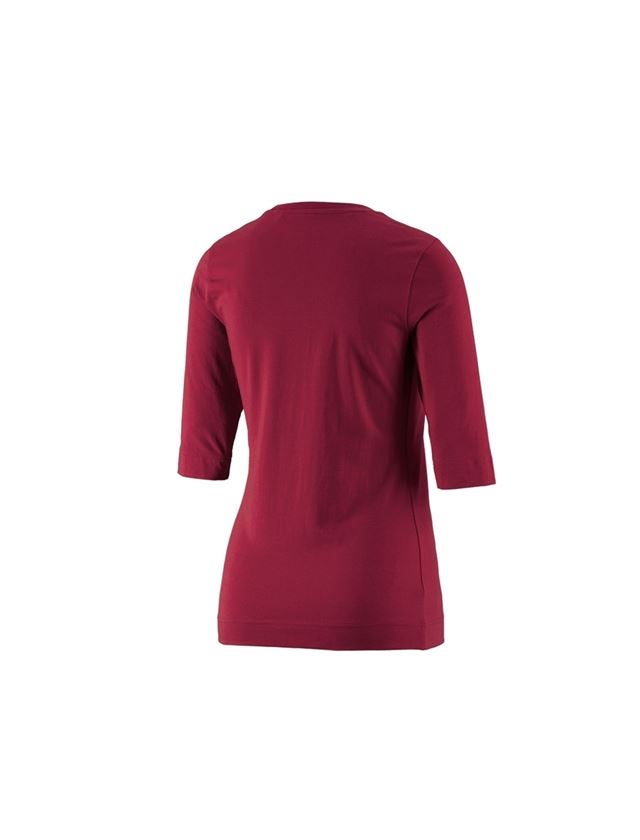 Hauts: e.s. Shirt à manches 3/4 cotton stretch, femmes + bordeaux 1