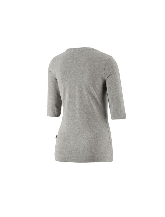 Hauts: e.s. Shirt à manches 3/4 cotton stretch, femmes + gris mélange 1