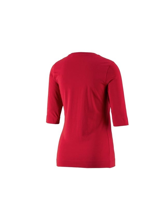Hauts: e.s. Shirt à manches 3/4 cotton stretch, femmes + rouge vif 1