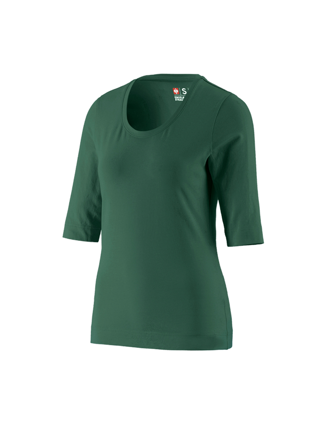 Horti-/ Sylvi-/ Agriculture: e.s. Shirt à manches 3/4 cotton stretch, femmes + vert
