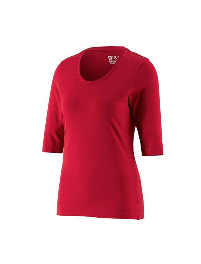 Themen: e.s. Shirt 3/4-Arm cotton stretch, Damen + feuerrot