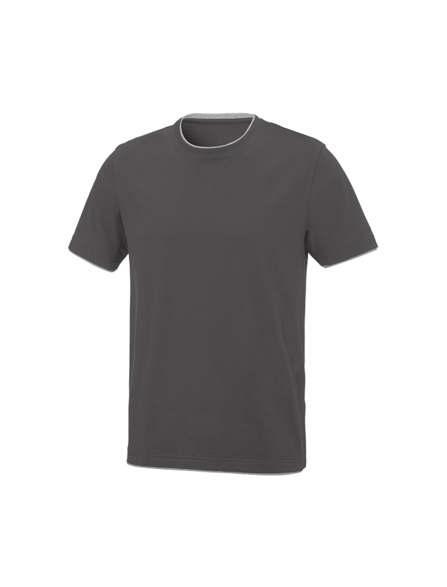 Hauts: e.s. T-Shirt cotton stretch Layer + anthracite/platine