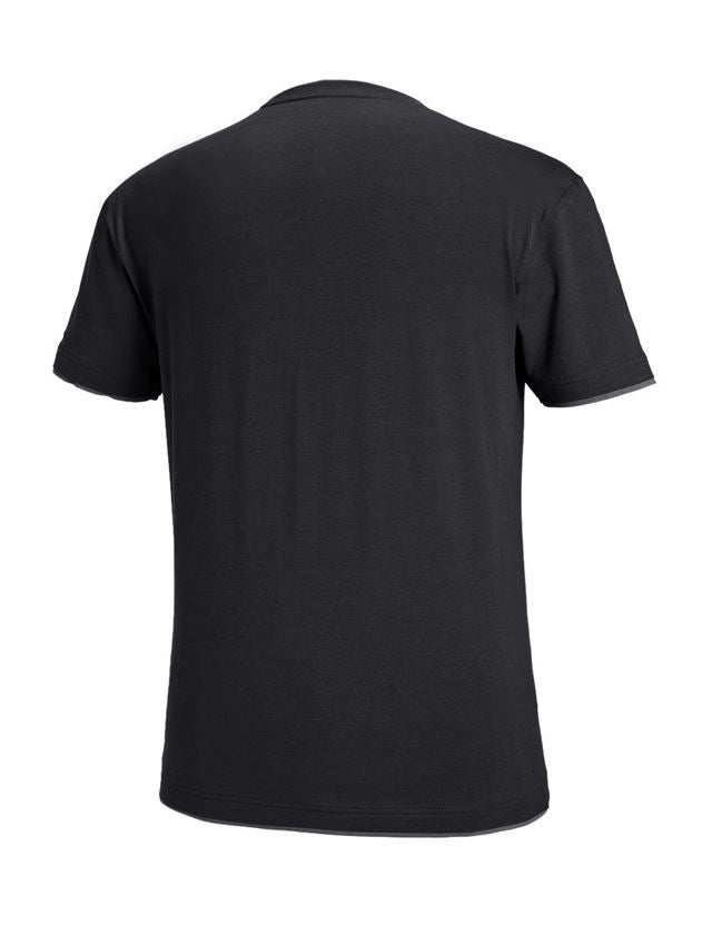 Shirts & Co.: e.s. T-Shirt cotton stretch Layer + schwarz/zement 3