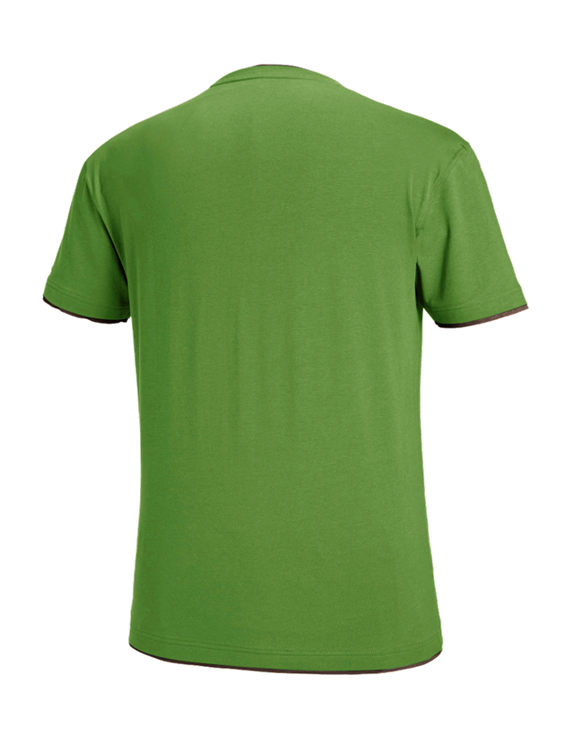 Hauts: e.s. T-Shirt cotton stretch Layer + vert d'eau/marron 3