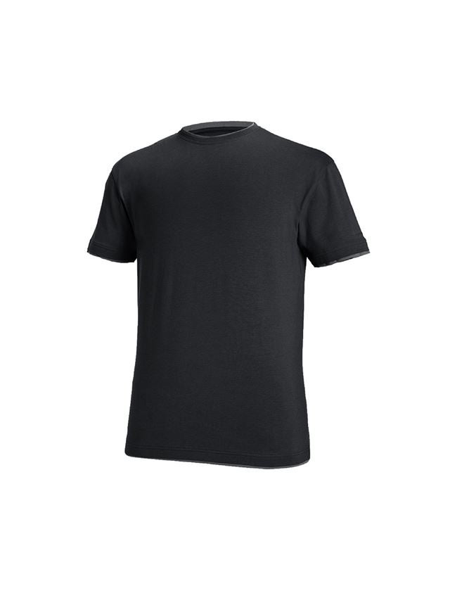 Shirts & Co.: e.s. T-Shirt cotton stretch Layer + schwarz/zement 2