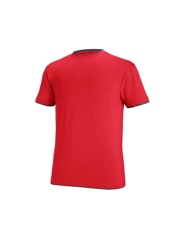 Hauts: e.s. T-Shirt cotton stretch Layer + rouge vif/noir 2