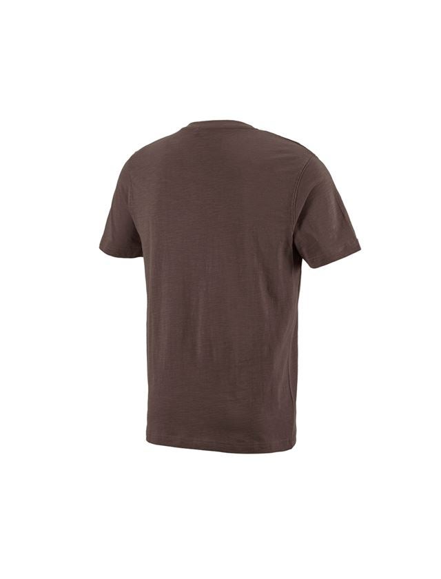 Thèmes: e.s. T-shirt cotton slub V-Neck + marron 1