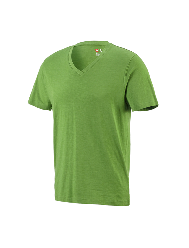 Installateurs / Plombier: e.s. T-shirt cotton slub V-Neck + vert d'eau