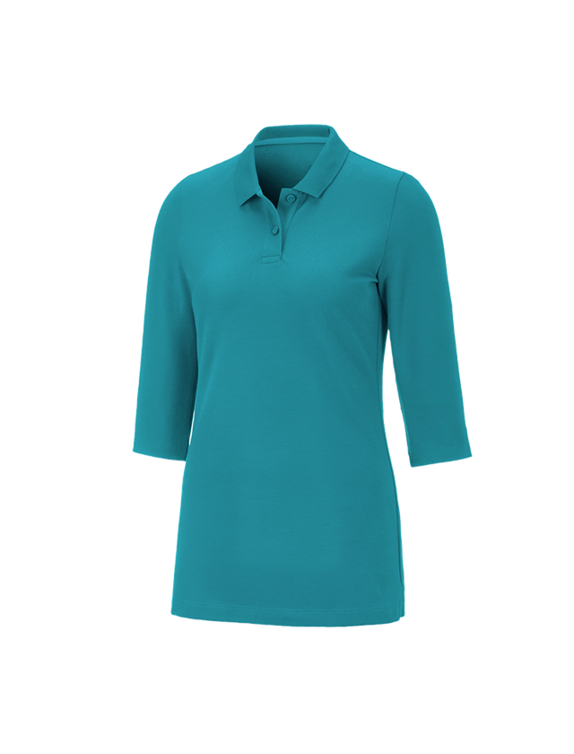 Shirts & Co.: e.s. Piqué-Polo 3/4 Arm cotton stretch, Damen + ozean