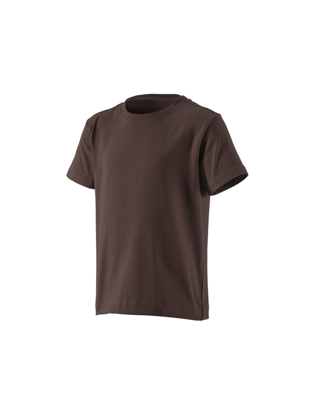 Hauts: e.s. T-shirt cotton stretch, enfants + marron 1