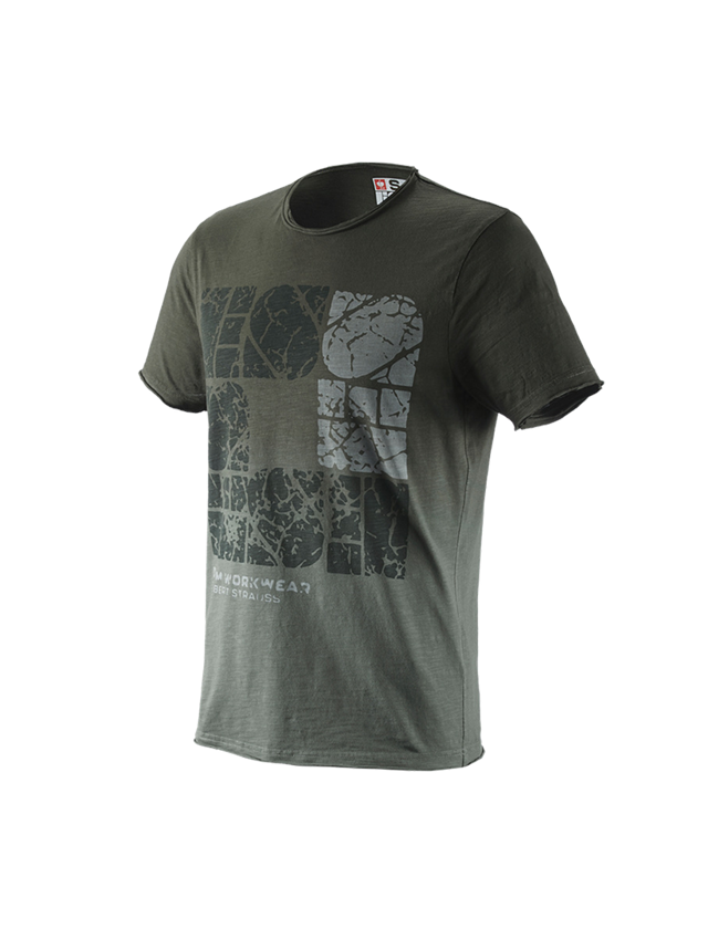 Hauts: e.s. T-Shirt denim workwear + vert camouflage vintage