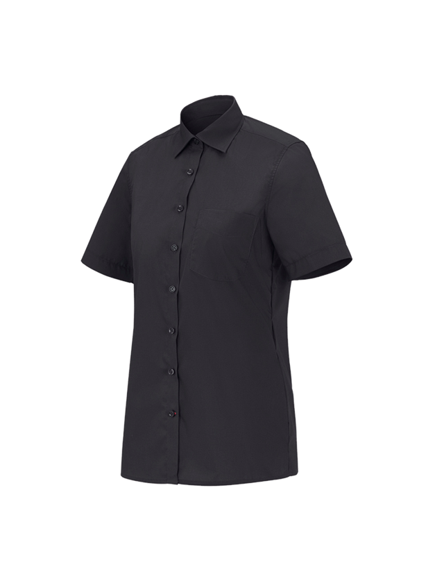 Shirts & Co.: e.s. Servicebluse kurzarm + schwarz