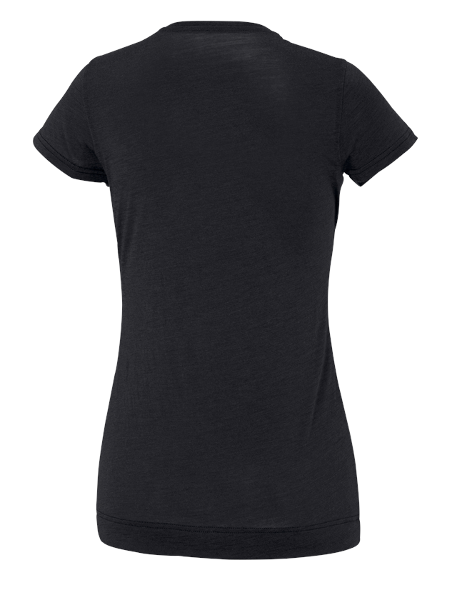 Hauts: e.s. T-shirt Merino light, femmes + noir 1