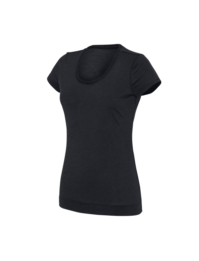 Hauts: e.s. T-shirt Merino light, femmes + noir
