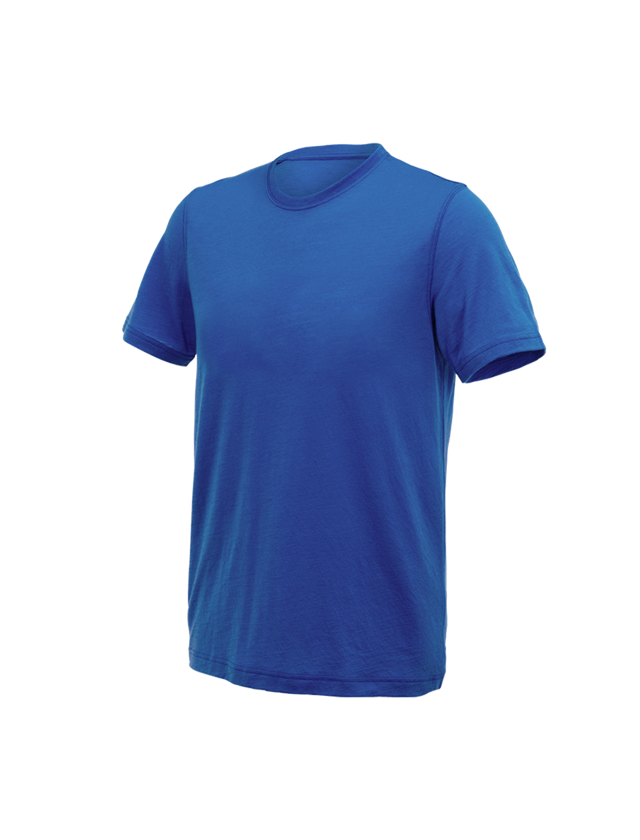 Hauts: e.s. T-Shirt Merino light + bleu gentiane