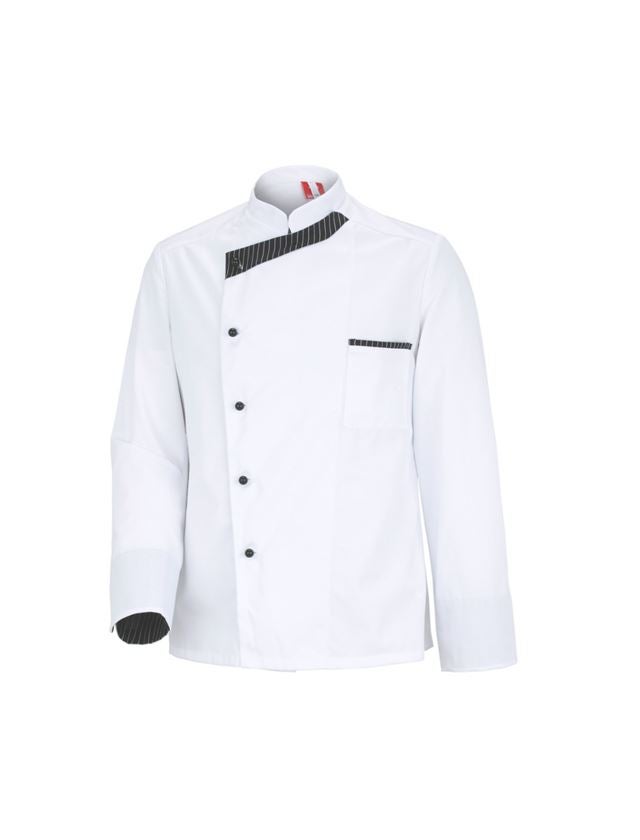 Hauts: Veste de cuisinier Elegance, manches longues + blanc/noir