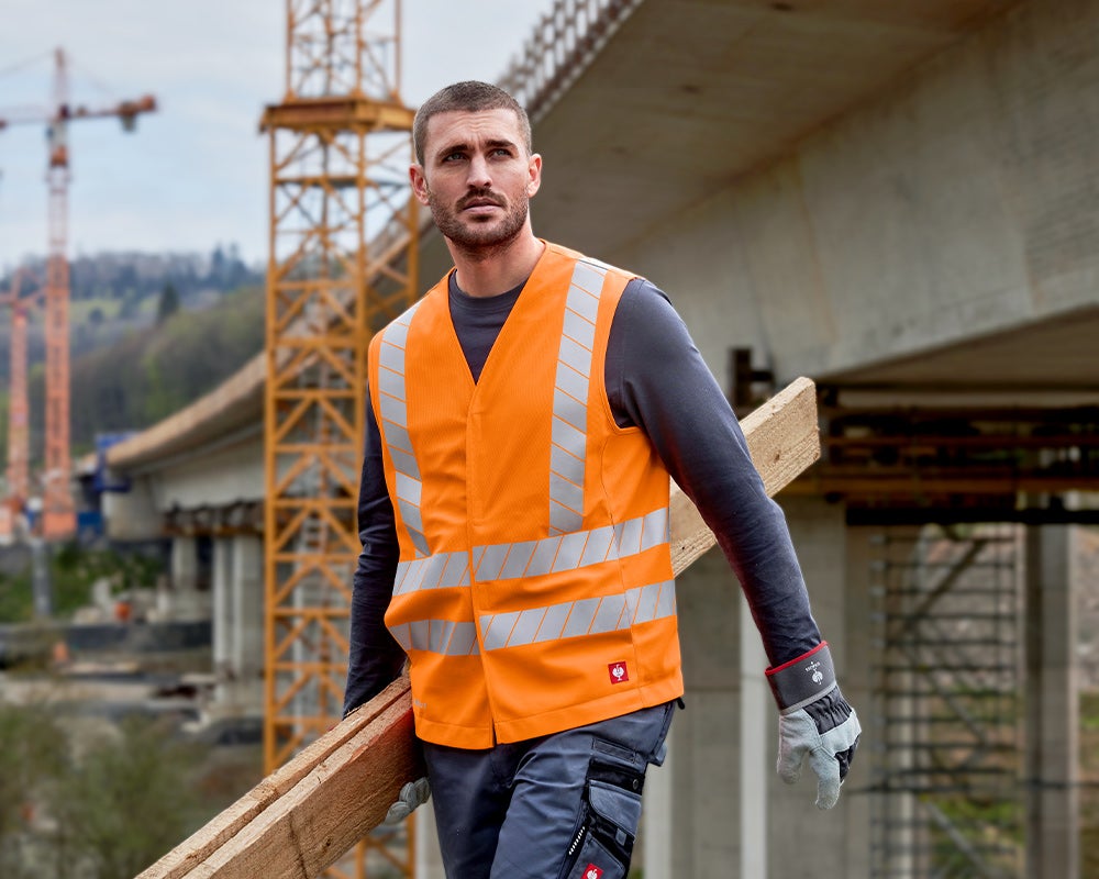 Gilet haute visibilité, uni en orange fluo pour hommes
